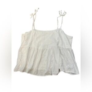 OLD NAVY White Tie Spaghetti Strap Cotton Lightweight Casual Tank Top XXL